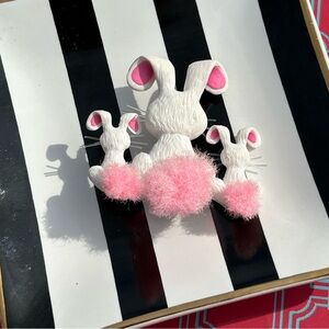 Cute Vintage Bunny Rabbit Pin | Pink Pom Tail